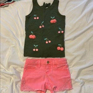 Carter’s Green Cherry Tank Top and Pink Shorts Set